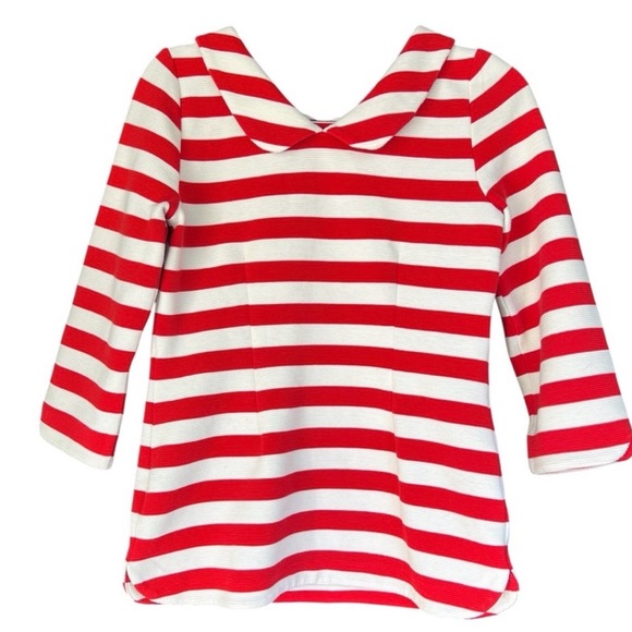 Boden Red and Cream Striped Long Sleeve Top - Picture 5 of 6